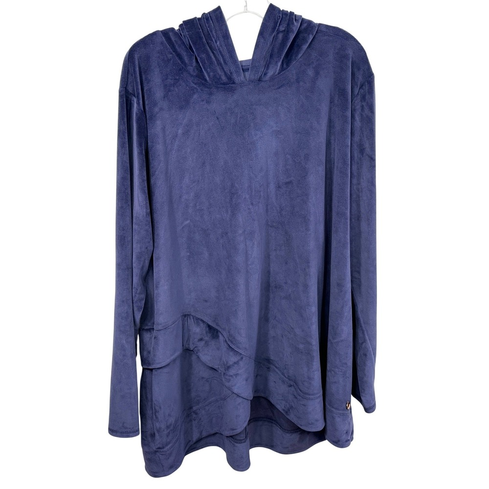 LIVI Active Plus Size 26/28 Pullover Hoodie Purple Velour Tulip Lane Bryant 131